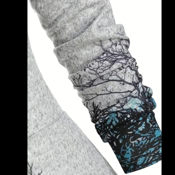 Gothic Graphic Print High Low Hoodie Tree Design Size XXL / 14 Long Butt Cover - Picture 4 of 10